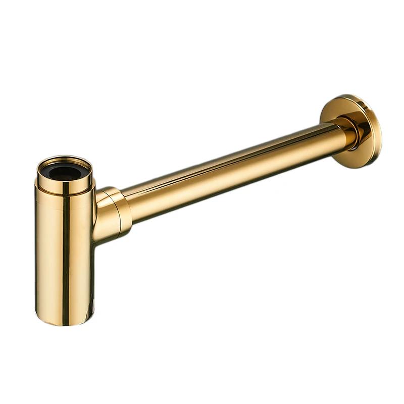 Luxus Flaschensiphon Messing Rund Siphon Silber Gebürstete Bronze Schwarz P-Siphon Badezimmer Waschtisch Rohr Abfluss Mit Pop-Up Ablauf 6920
