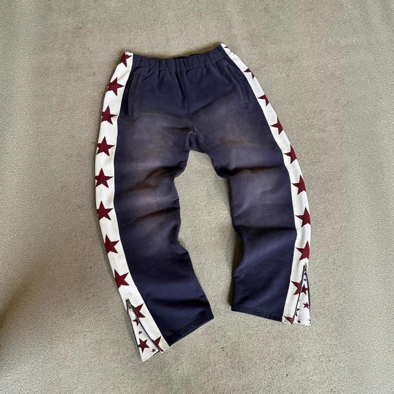 American Star Print Zip Relaxed Pants Hip Hop Streetwear Unisex Casual Trousers