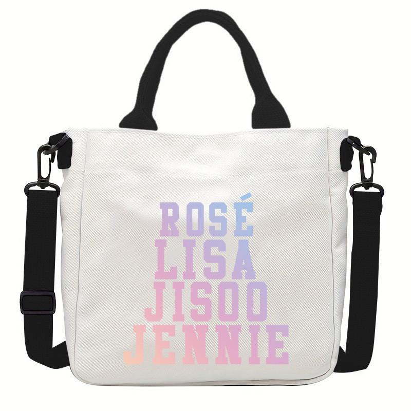 Rose Lisa Jennie Jisoo Printed Crossbody Bag Casual Canvas Shoulder Bags