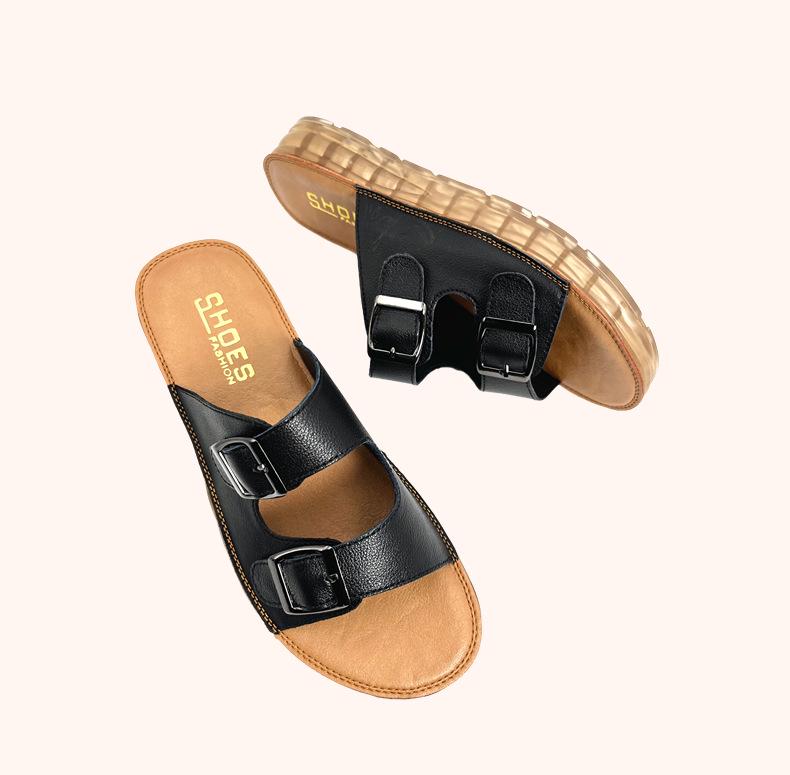 Women's Summer Leather Sandals 2025, Comfortable Soft Sole, Fashionable Versatile Outdoor Buckle Design
