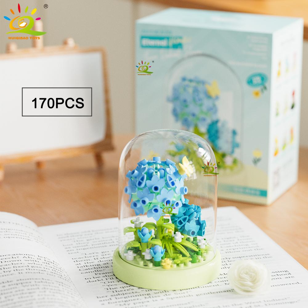 Non-Toxic Moc Flower Display Box Micro Building Block Rose Succulent Mini 3D Diamond Model Brick Toy For Children Desk Decoration