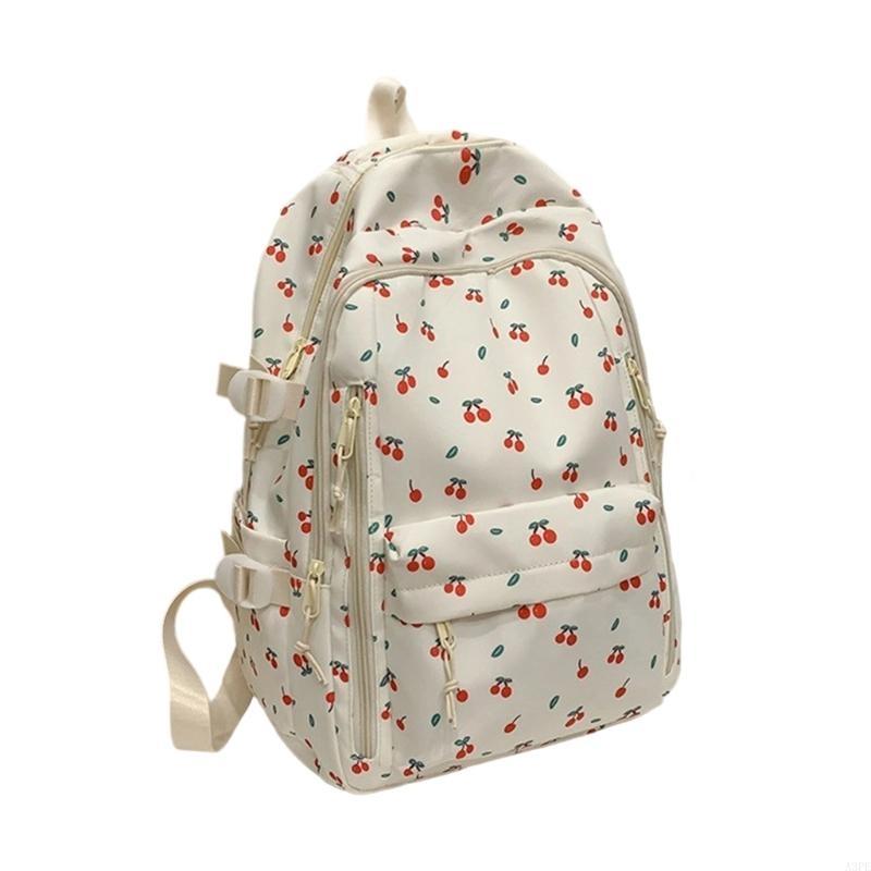 Großvolumige florale Nylon-Schultasche, lässiger Tagesrucksack, Reiserucksack für College-Studenten