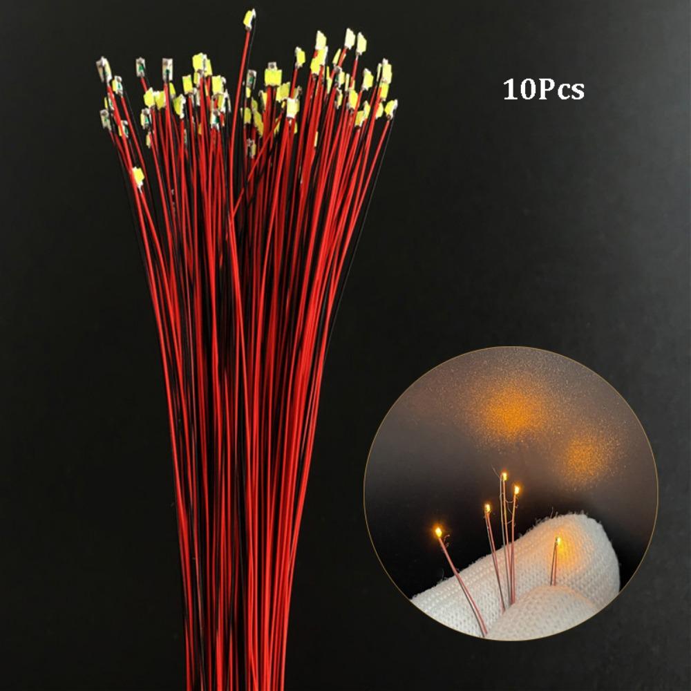 10Pcs Red Black Line 0805LED SMD Wire  Light HO N OO Scale Pre-soldered Micro Railway Decoration