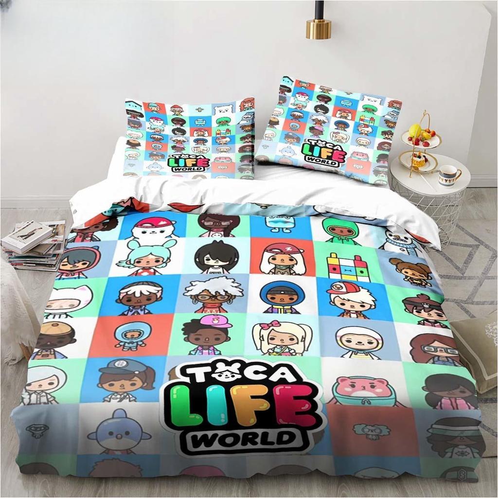 Novo jogo Toca Life World Conjunto de cama Escavadeira Lençol King Twin Double Conjunto de cama infantil Microfibra ou conjunto de capa de edredom de poliéster