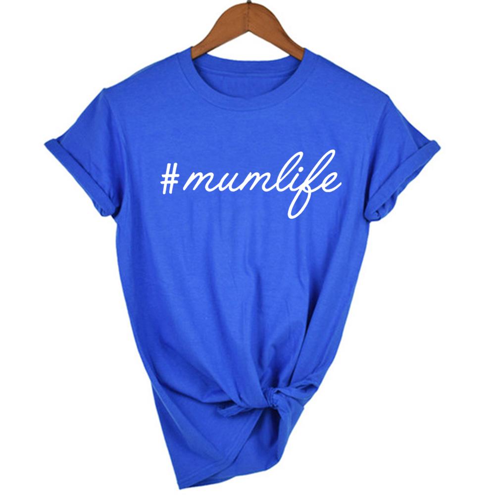 Summer Women Tee With Mumlife Letter Short Sleeve Round Neck Mom Life Female T Shirts Mother