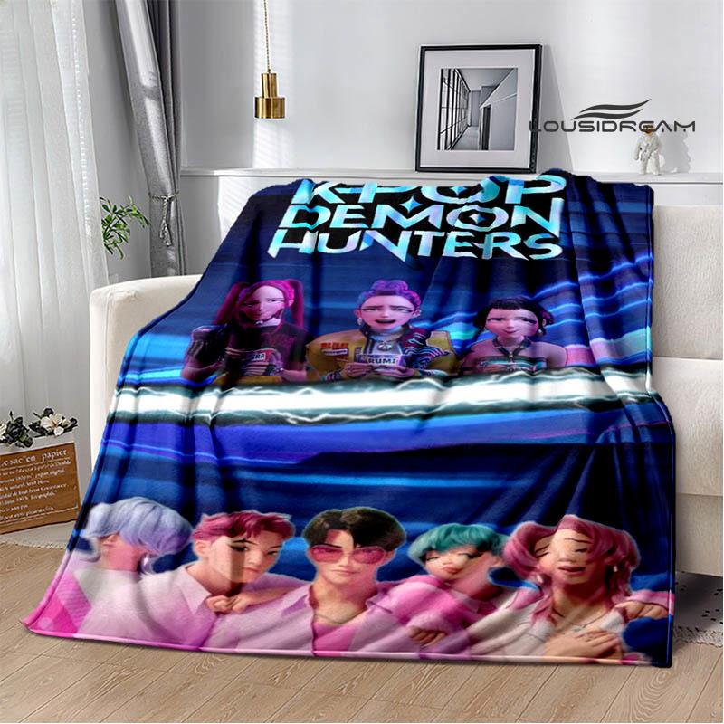 KPop lovci démonů Kreslená tištěná deka Pikniková deka Teplé flanelové deky Domácí povlaky na postel Dárky k narozeninám