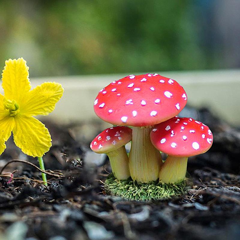Simulated Mushroom Ornaments Moss Micro Landscape Succulent Plant Flowerpot Waterproof Decoration Diy Garden Resin Crafts