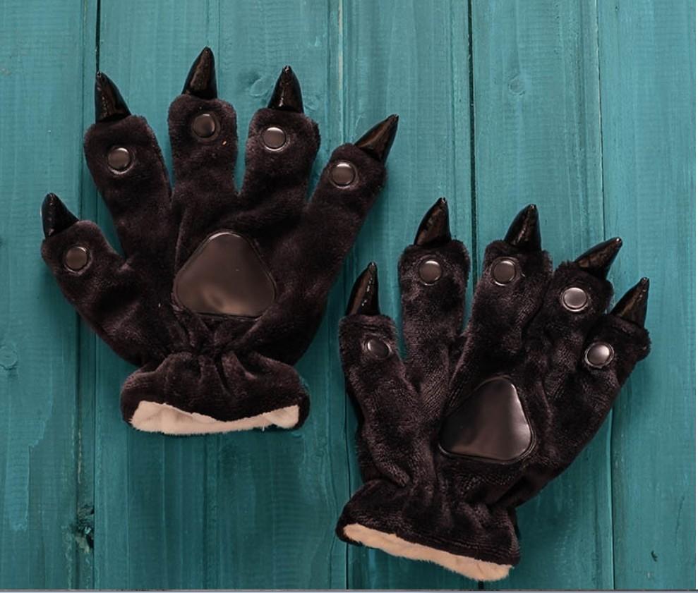 Women Men Warm Fashion Claw Paw Mittens Soft Plush Winter Furry Animal Claws Nails Glove Cosplay Costume Wearable Kid Gifts