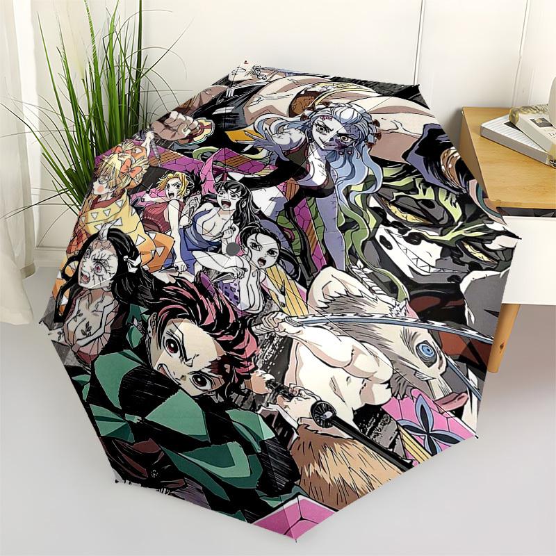 

1pc Demon Slayer Tanjiro Kamado Outdoor Umbrella - Automatic Opening/Closing, Portable 3-Fold Design with 8-Rib Iron Frame - Perfect Gift for Demon Sl