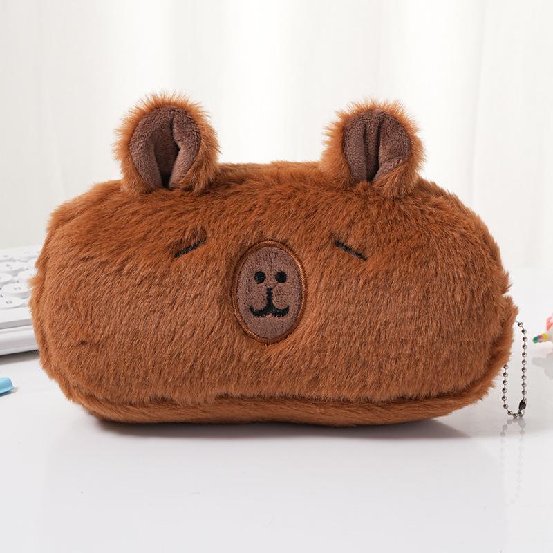 Capybara Plush Pencil Case - Large Capacity Cute Cartoon Stationery Bag for Students