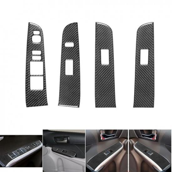 4Pcs For Toyota Camry 2012-2014 Carbon Fiber Interior Window Control Cover Trim