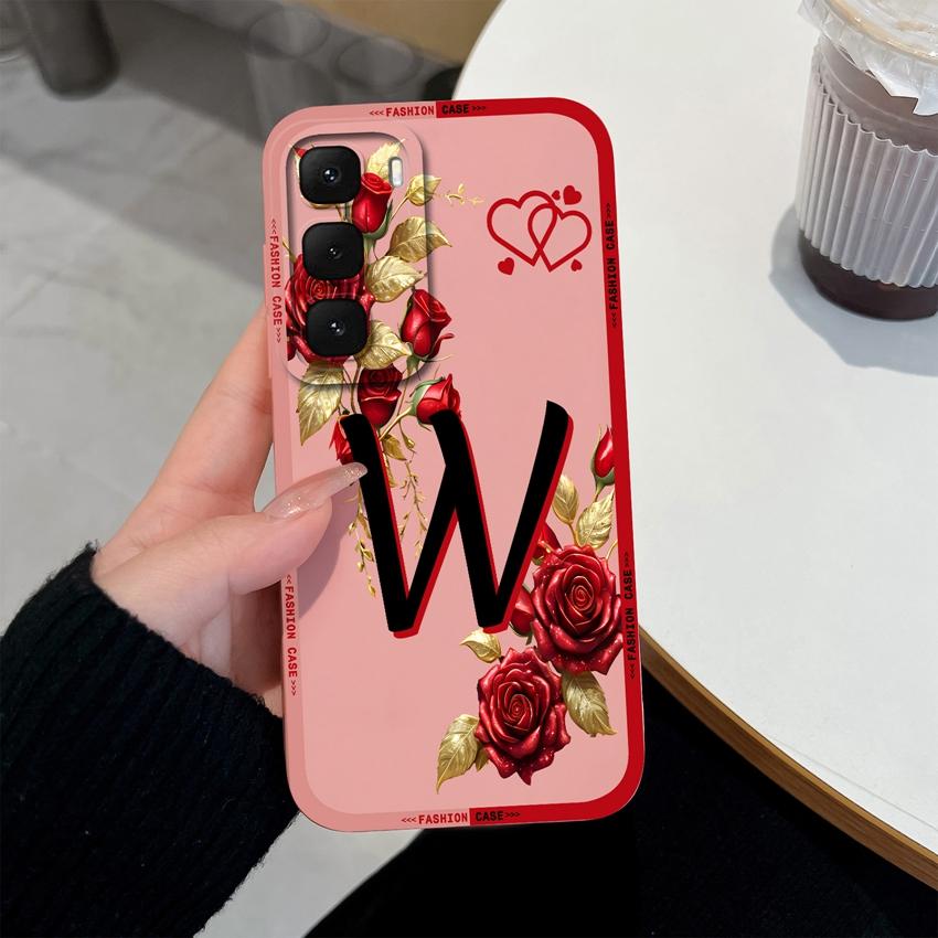 For Infinix Hot 60 50 40 Pro Plus 60i 50i 30i 30 Play Phone Case Creative Golden Letter Pattern Soft Matte Silicone Back Cover For Infinix Bumper Capa