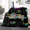 Blue Sky Palm Tree Signature Logo Flannel Blanket, Tropical Summer Beach Style Soft Throw Blanket