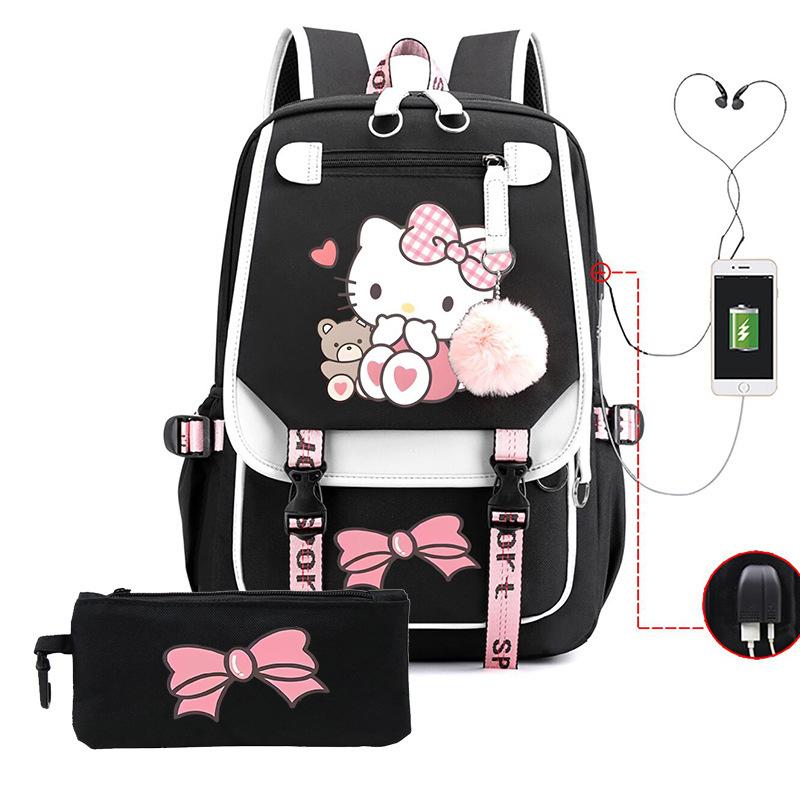 3-teiliges Schulrucksack-Set für Schüler Große Kapazität Oxford-Stoff Schultasche mit Schultergurt und Federmäppchen