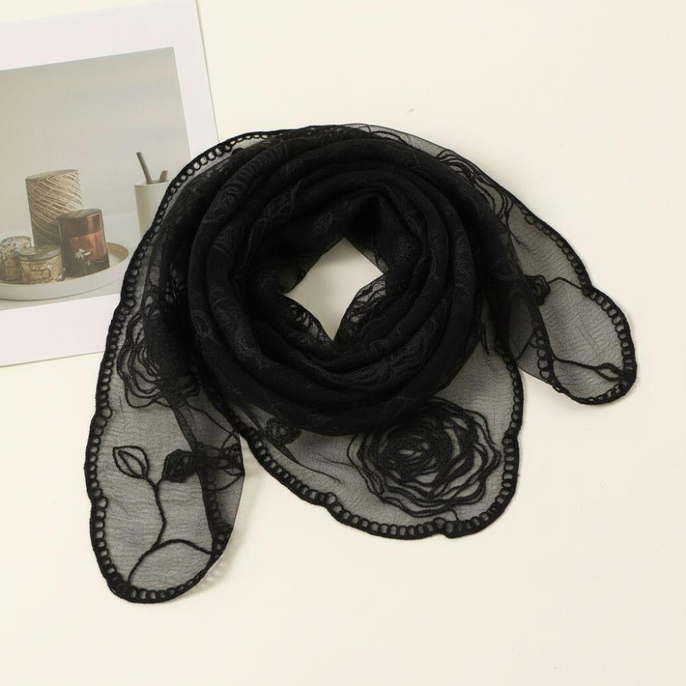 Hollow Out Embroidery Church Head Scarf Elegant Catholic Bride Scarf Lace Mantilla Scarf  for Women