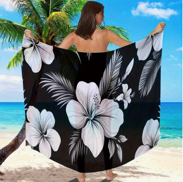 Hawaiian Floral Beach Towel, Large Microfiber Sand Free Quick Dry Towel for Summer Vacation Towels Bathroom Bath Towel Bt21