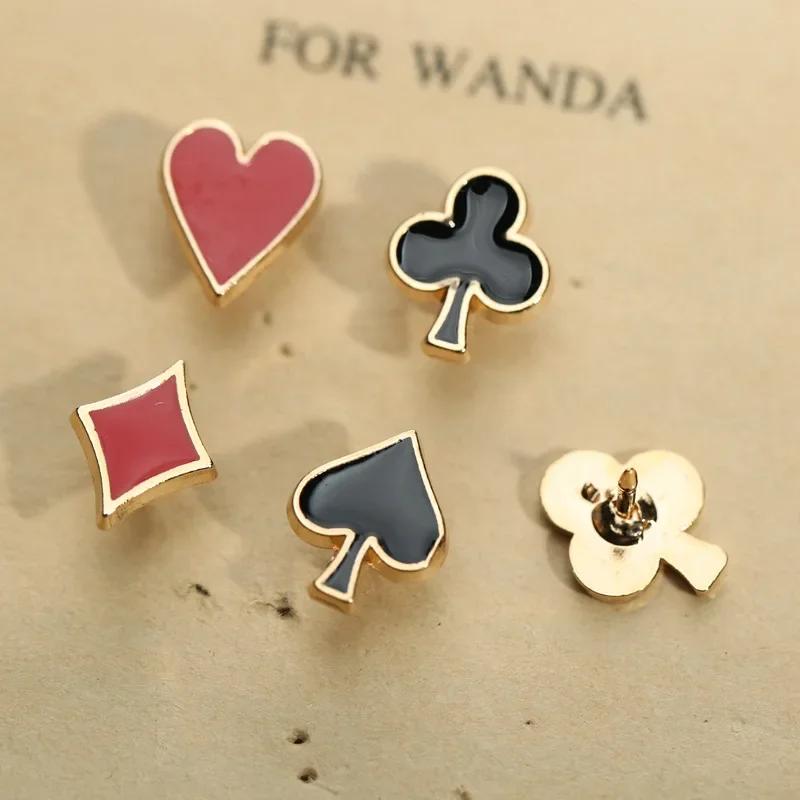 i-Remiel Popular Small Poker Cufflinks Pins and Brooches for Women Men Zinc Alloy Broche Brooch Badges Shirt Collar Accessories