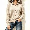 Women's Button-Up Knit Cardigan Color Casual Fashion Sweater Coat Outerwear