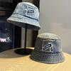 Distressed Vintage Design Patch Denim Fisherman Hat, Unisex, Versatile, Street Fashion, Face-slimming Bucket Hat