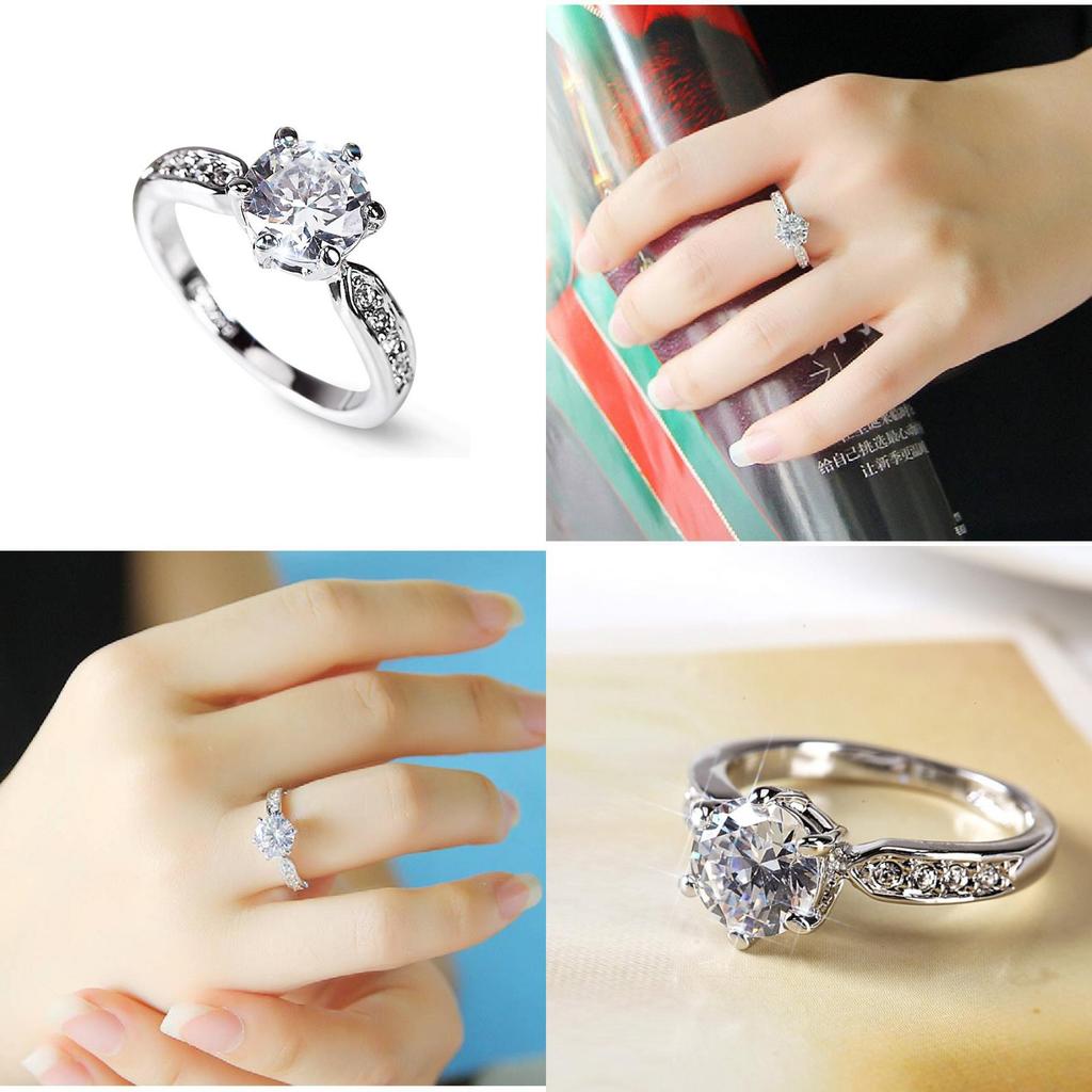 Elegant Womens Geometric White Copper Ring With Faux Diamond For Weddings And Engagements