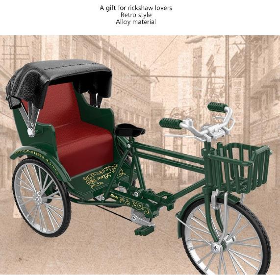 3 Wheel Rickshaw Model, Cute Rickshaw Model Small Compact for Bar (Green)