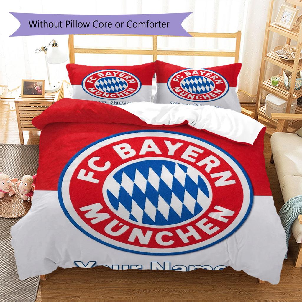 FC Bayern Munchen Custom Name Pattern Bedding,Quilt Set Quilt Cover Pillowcase Home Birthday Gift(1 * duvet cover + 2 * pillowcase, without core)