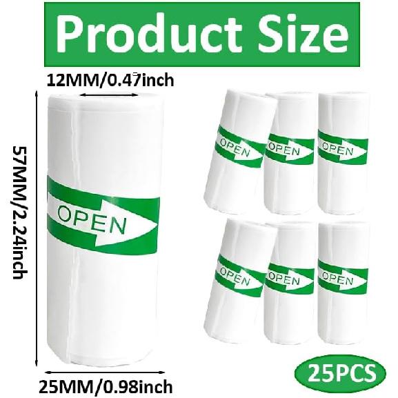25PCS Mini Printer Paper, Mini Thermal Printer Paper, Thermal Sticker Paper, Mini Thermal Printer Sticker Paper, Ldeal for Photos, Journals, Notes,