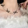 Shiny Crystal Beaded Bowknot Necklace for Women Girls Sweet Neck Jewelry Accessory Clavicular Chain Chokers Party Daily Wear