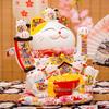 Medium Ceramic Lucky Cat Figurine with Electric Waving Paw - Prosperity Charm for Shops and Gifts