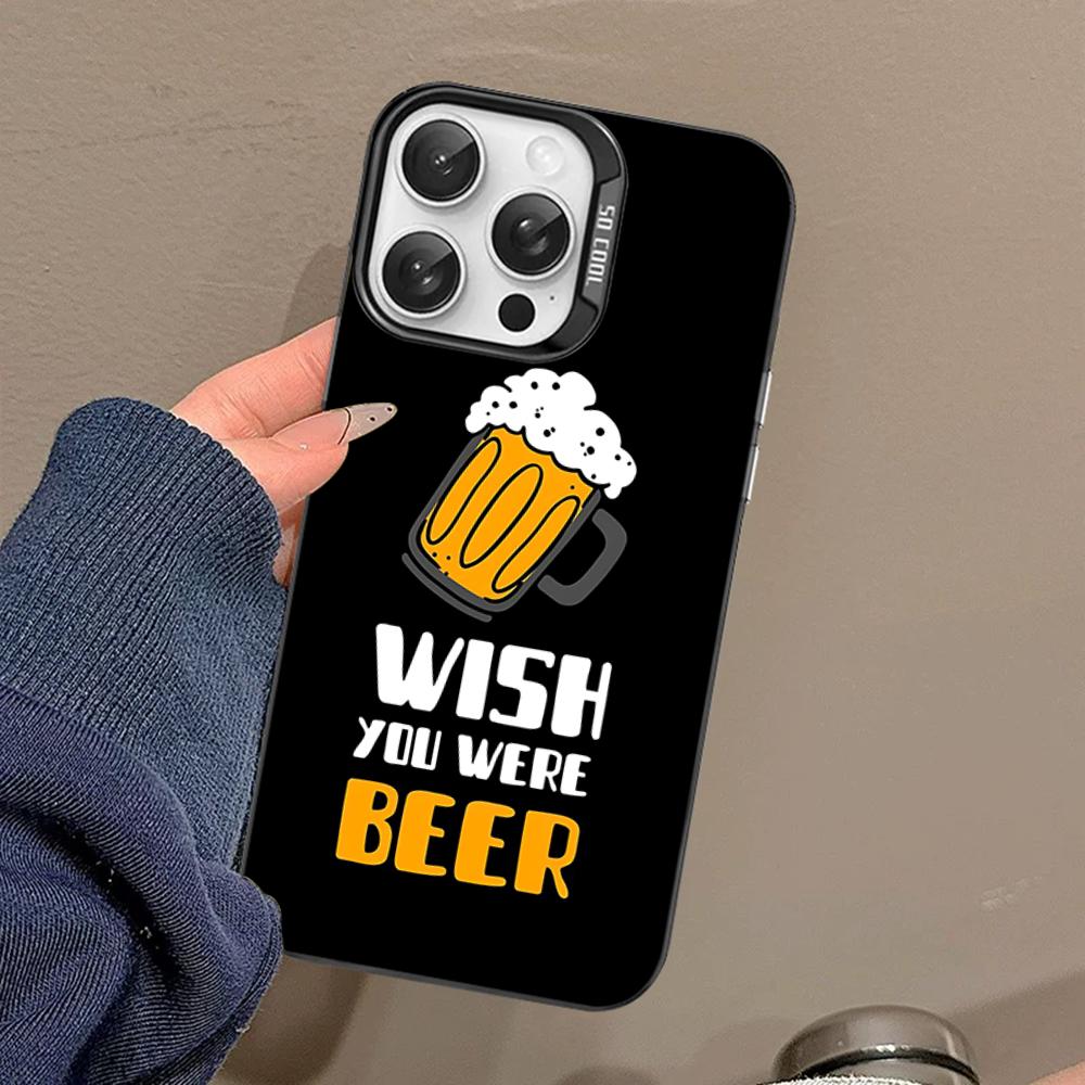 Beer Print Phone Case For IPhone 16 15 14 13 12 11 Pro Max X XR XSMAX 8 7 Plus Matte Shockproof Back Cover