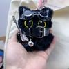 Aika Edgy Steampunk Black Cat Plush Bag Charm Rock Guitar Punk Stuffed Animal Accessories
