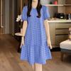 ZANZEA Women Casual Round Neck Grid Print Summer Short Sleeve Dress