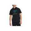 Under Armour Project Rock American Vintage Letter Print Hooded Short Sleeve T-Shirt Men Tops Black 1383227-001