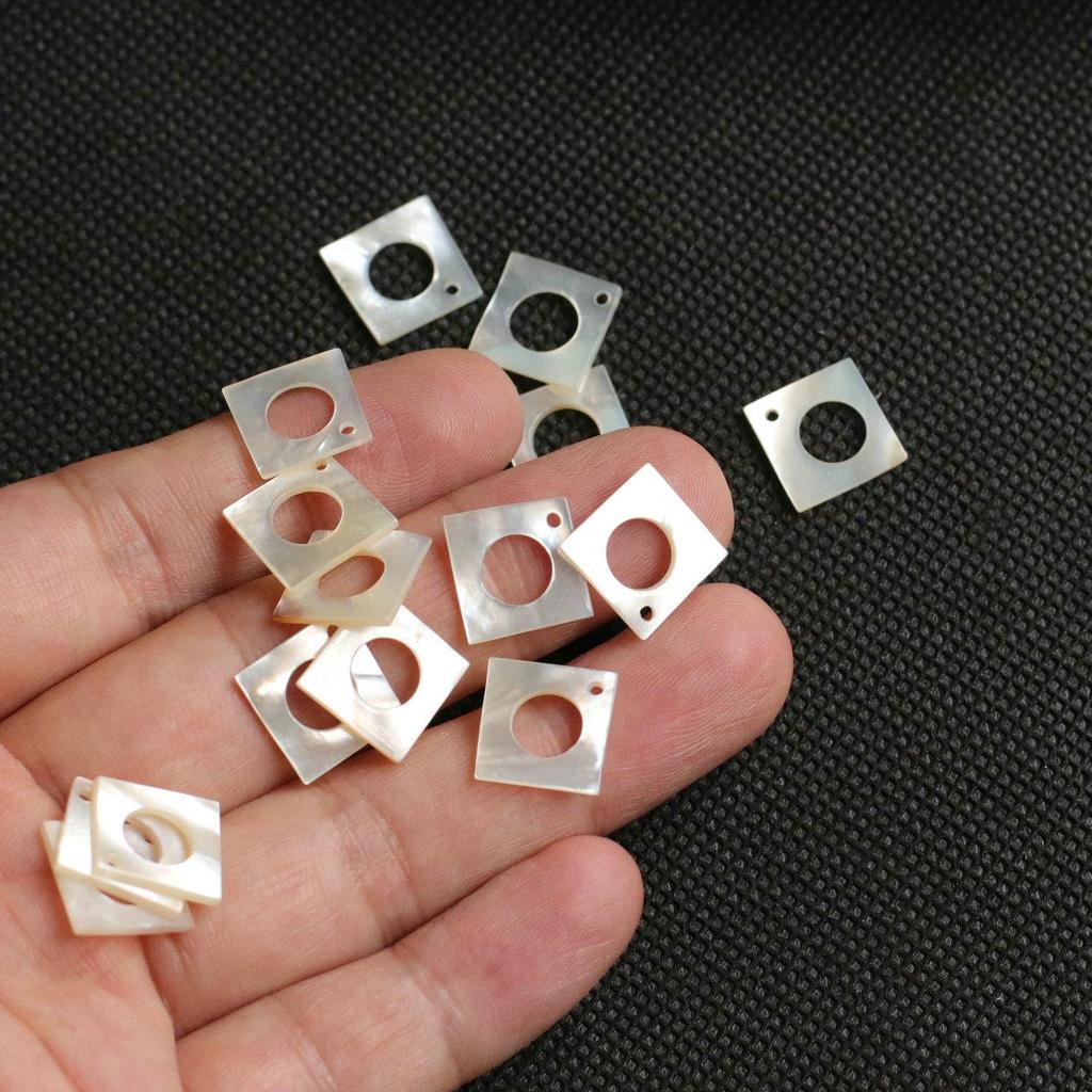 12mm White Mother of Pearl Square Shell Beads for DIY Jewelry Making
