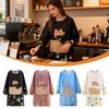 Long Sleeve Kitchen Apron Cartoon Coffee House Aprons Durable Cooking Baking Bibs  for Home Kitchen