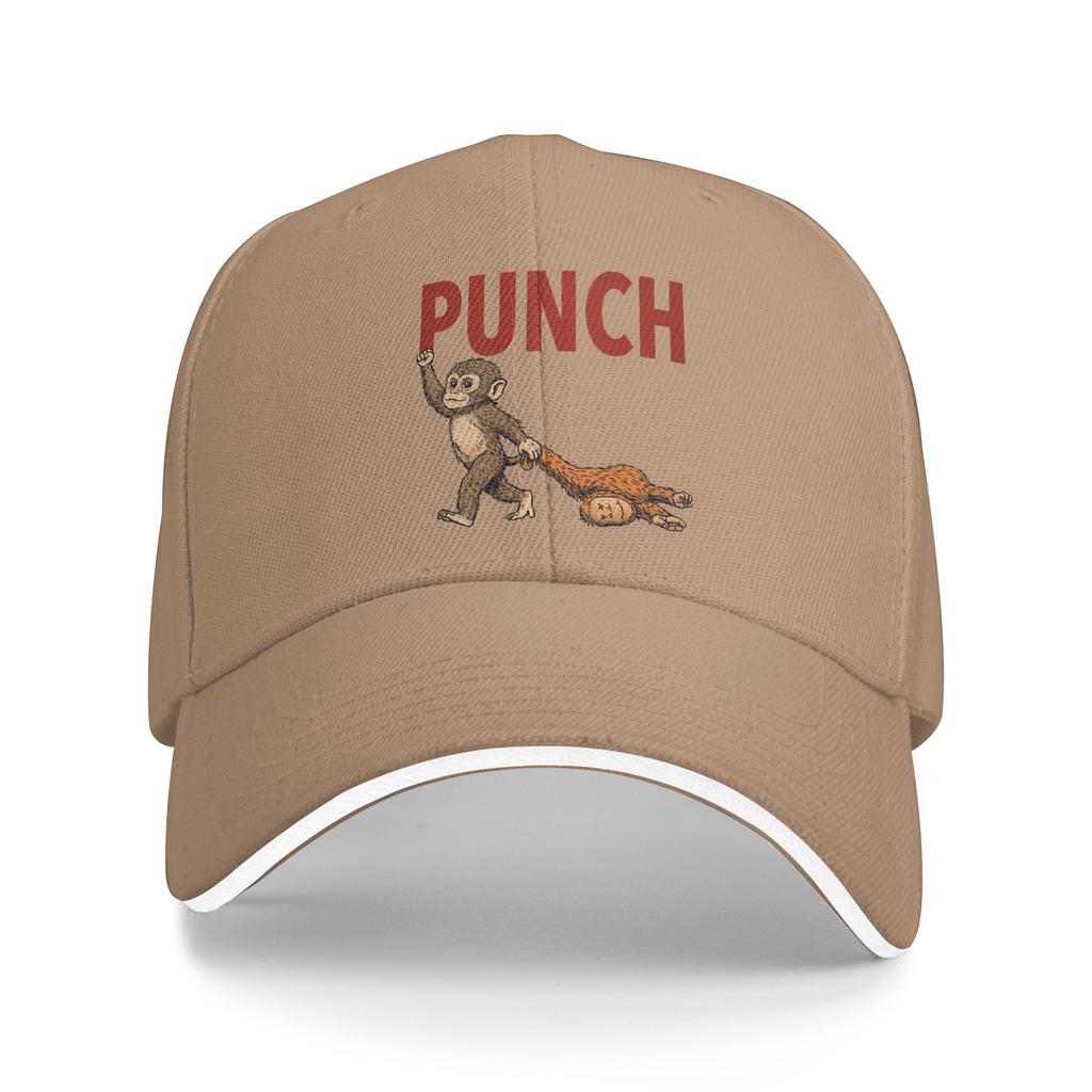 Summer Punch the monkey when life gets you down punch back Baseball Cap Hippie y2k Retro Print Sun Trucker Hat Men Baseball Caps