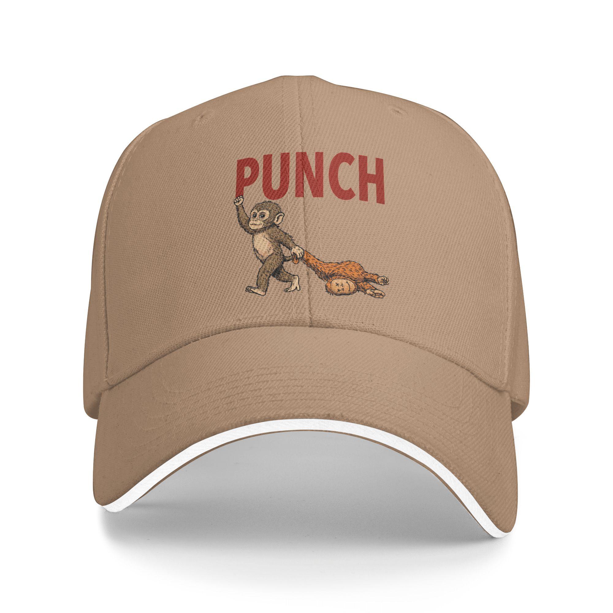 

Summer Punch the monkey when life gets you down punch back Baseball Cap Hippie y2k Retro Print Sun Trucker Hat Men Baseball Caps One Size хаки