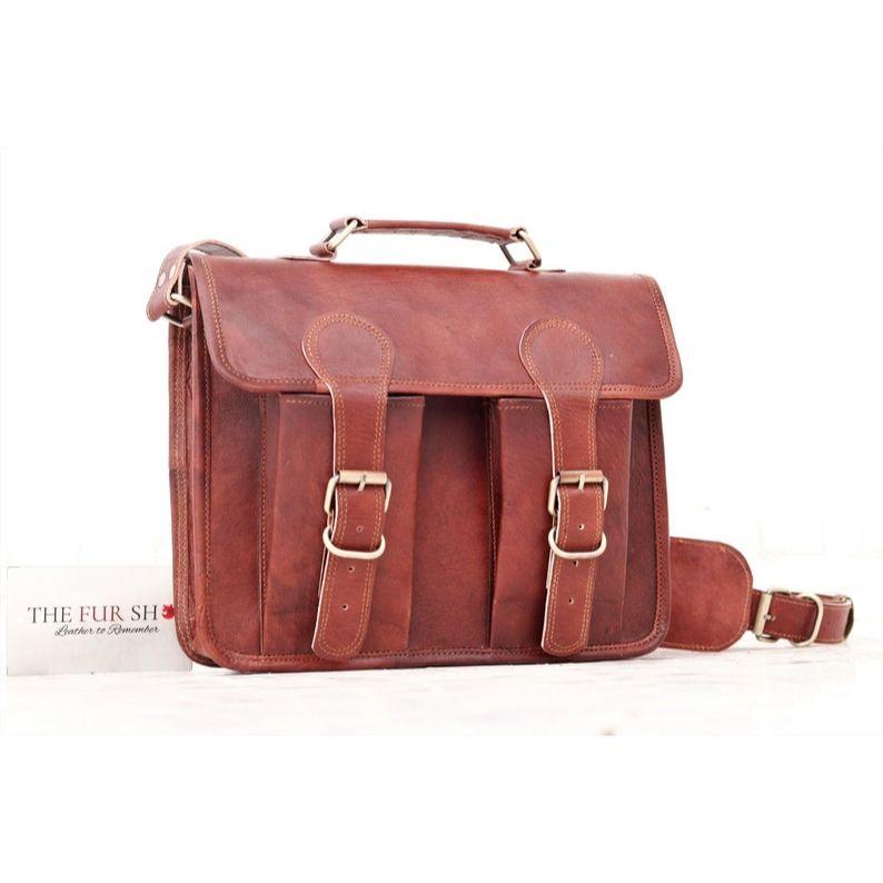 Большая сумка-мессенджер с круглыми ремнями | Красивая коричневая дизайнерская сумка — фото 6