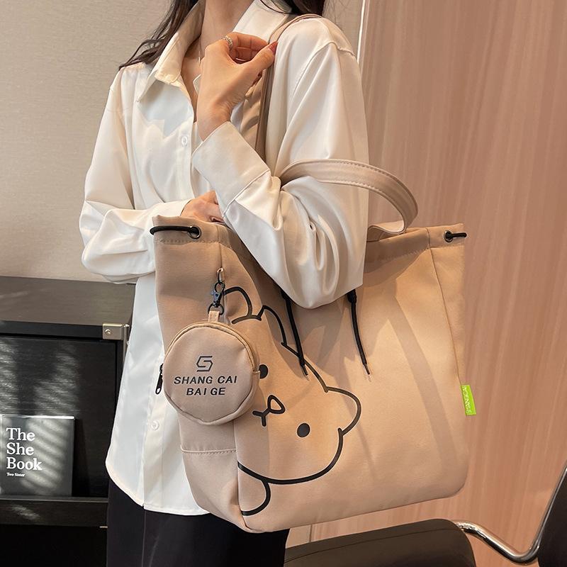 Canvas Bag for Autumn and Winter Women's Large Capacity Ins Wind Underarm Bag Printing Hand heeled Tote Shoulder Bag