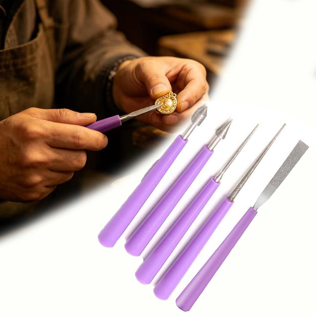 Bead Hole Enlarger Set 5PCS Glass Bead Reamers Emery Coated for Reaming Pearls Crystals Jade and Craft Beads Pre-Drilled Only