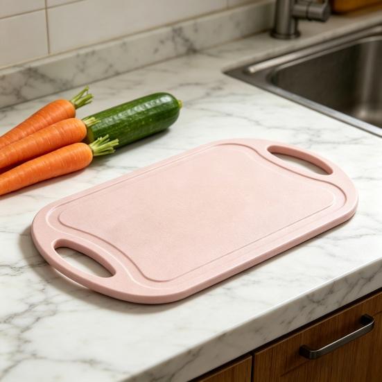 Double-Sided Cutting Board with Non-Slip Handle Lightweight Plastic Chopping Board Dormitory Kitchen Essentials for Fruit Meat