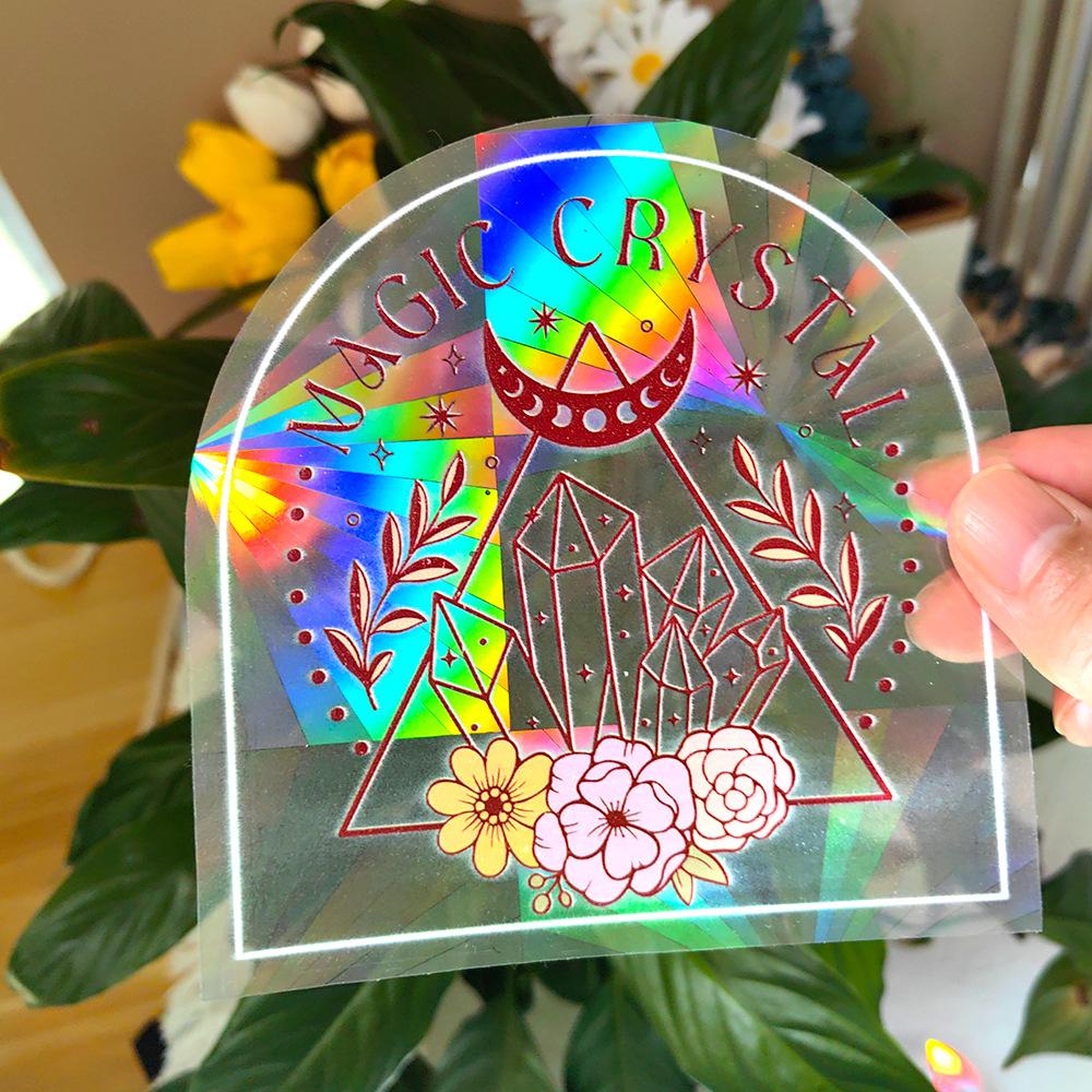 SC031-045 Klistermärken Regnbågsglas Solfångare Anti-kollisionsvarning Dekaler Prismatiska PVC-dekorationer för att Förhindra Stoppa Fåglar