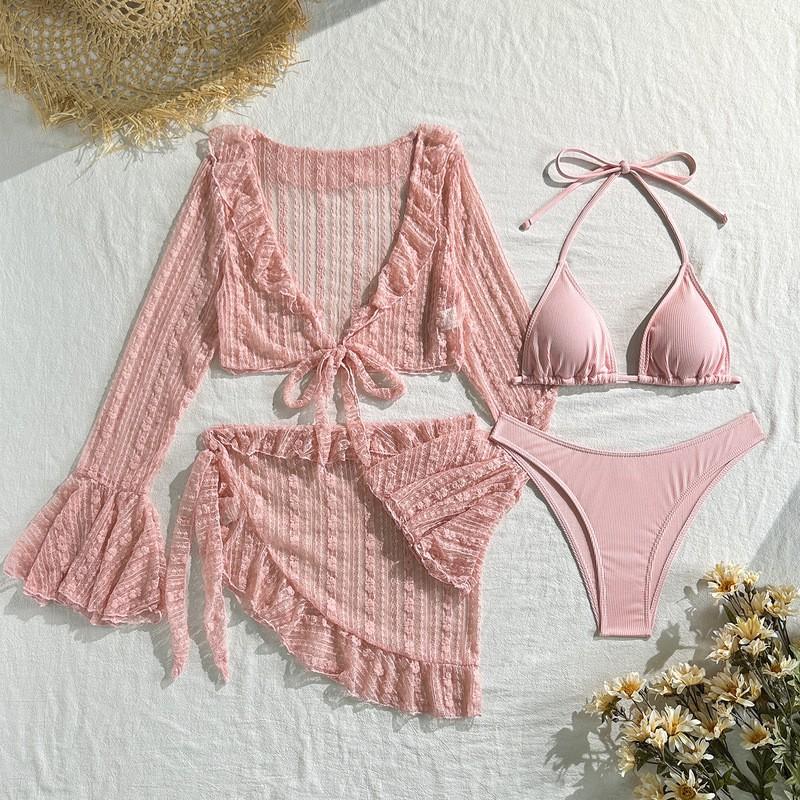 Sexy Lace Mesh Swimsuit Set Bikini Women Swimming Beach Vacation Pool Wear