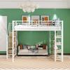 Youth Bed with Safety Stairs Several Shelves Built-in Wardrobe Strong Load Bearing Metal Frame Loft Bed Home Furniture