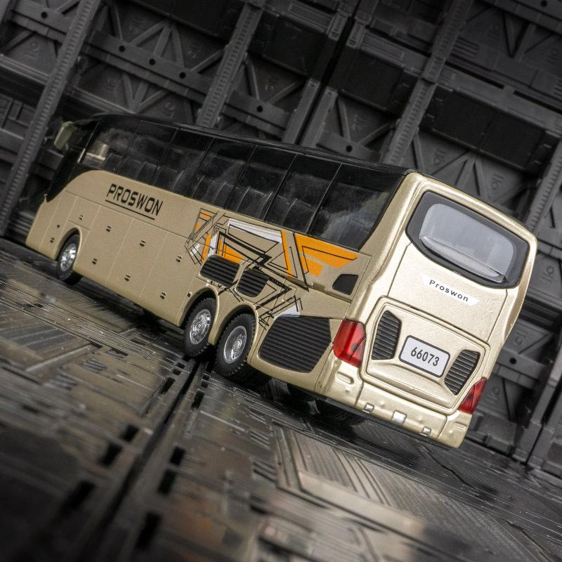 Simulation Of Luxury Tourist Bus Alloy Model Bus Sound And Light Back Force Children's Toy Car