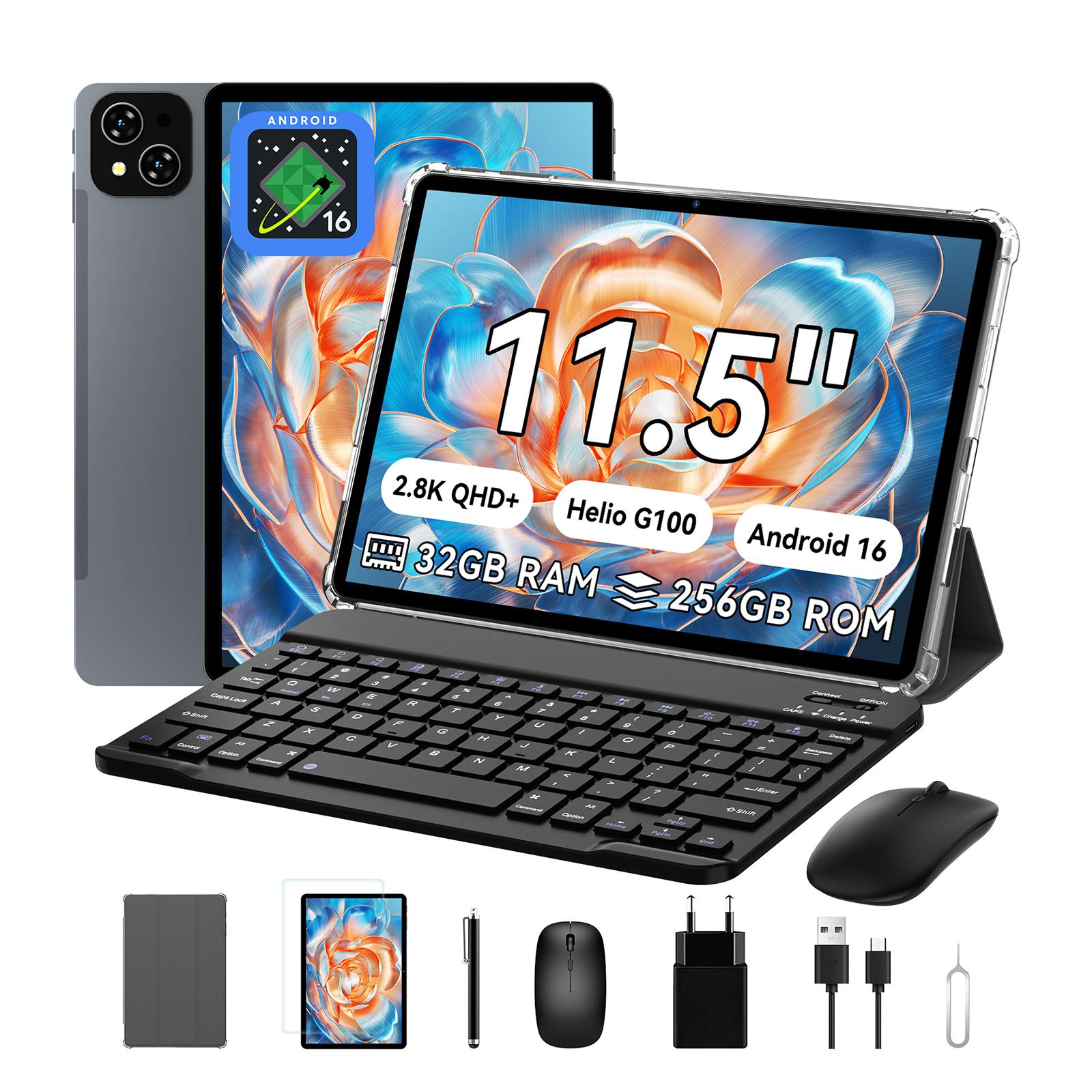 ExcitPower T12 Pro 11,5  Android 16 32GB+256GB+2TB Widevine L1 4G WiF Tablet šedá