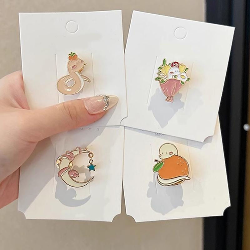 Year Cute Snake Brooch Metal Badge Cartoon Brooch Bags Clothing Accessories