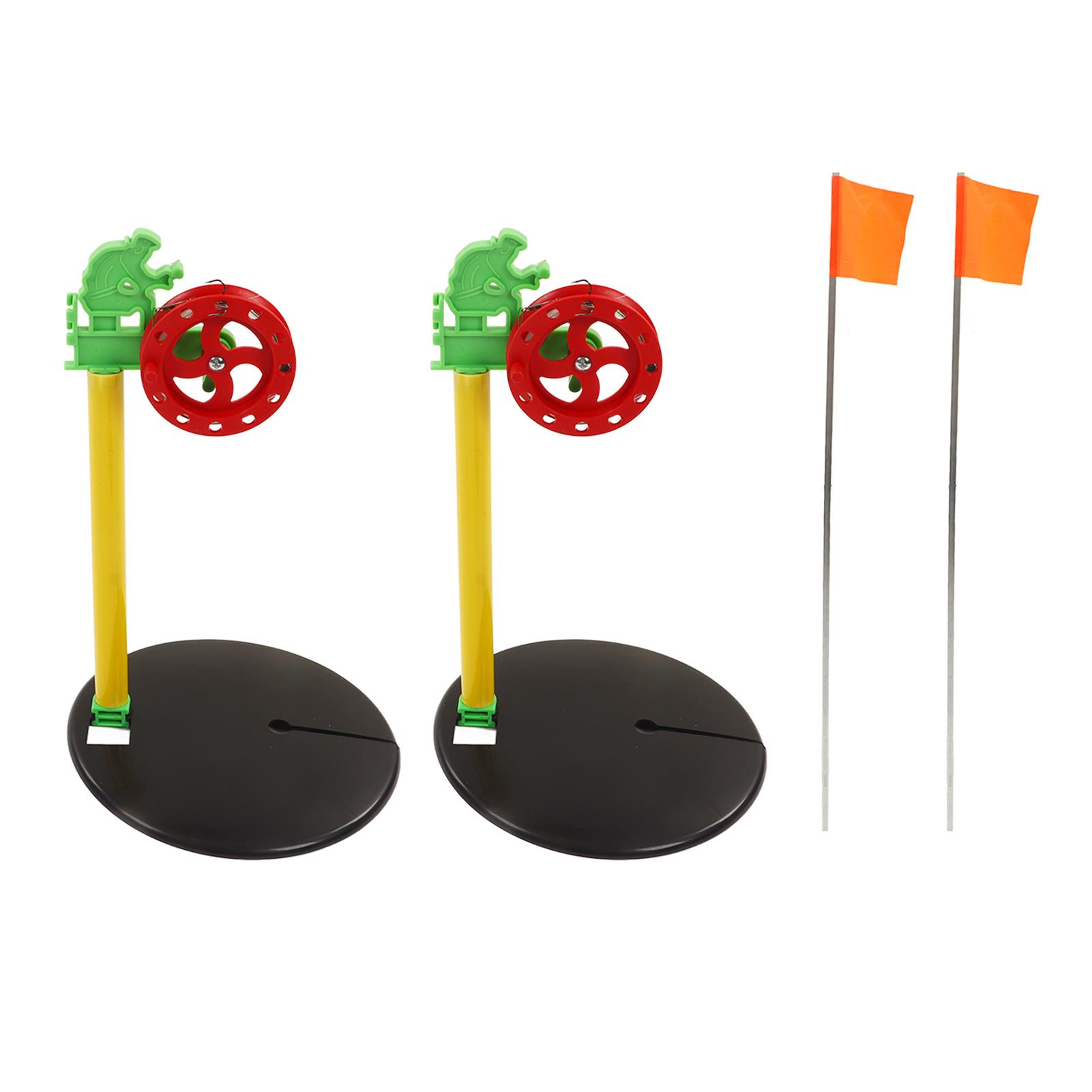2PCS Winter Ice Fishing Flag with Hook and Line Floating Fishing Platform for Outdoor Snow Field