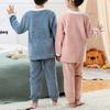 Set di vestiti termici casual per bambini e ragazze, set di vestiti termici a maniche lunghe, girocollo, tinta unita, con pantaloni