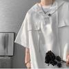 T-shirt con cappuccio estiva da uomo a maniche corte pullover streetwear t-shirt larga con coulisse abbigliamento da uomo moda